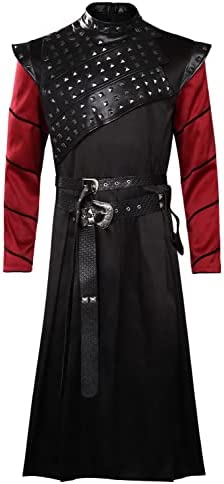Chahouk Men’s Daemon Targaryen Cosplay Costume Overcoat Windbreaker Dragon Warrior Costume Trench Coat Jacket Belt Suit
