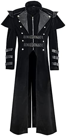 Oiefeen Men’s Gothic Hooded Jacket Men’s Punk Fashion Long Windbreaker Cape