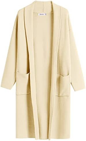 ANRABESS Women’s 2023 Fall Long Sleeve Open Front Lapel Casual Knit Oversized Coat Cardigan Sweater with Pockets
