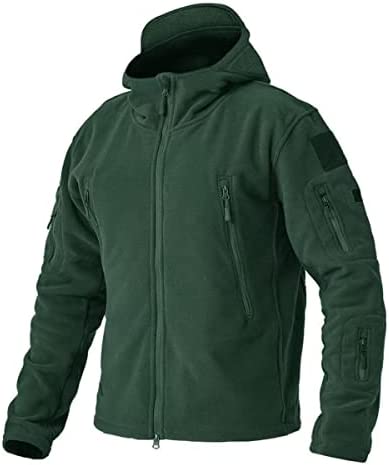 BIYLACLESEN Men’s Outdoor Tactical Jackets Softshell Fleece Hoodie Full Zip up Jackets Coats Polar Fleece Jacket