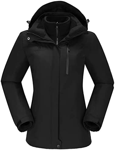 CAMEL CROWN Women’s Waterproof Ski Jacket Winter Coat Windbreaker Fleece Inner Detachable Hood Snow Hiking Outdoor