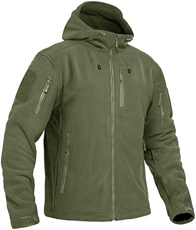 CRYSULLY Men’s Warm Fleece Jacket Winter Tactical Military Coat Windproof Snow Hooded
