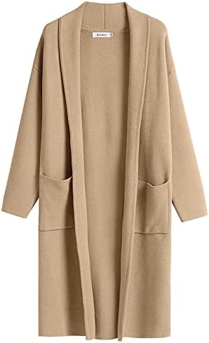 ANRABESS Women’s 2023 Fall Long Sleeve Open Front Lapel Casual Knit Oversized Coat Cardigan Sweater with Pockets