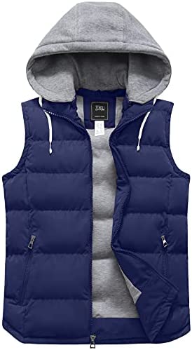 ZSHOW Men’s Puffer Vest Removable Hooded Vest Outdoor Winter Vest