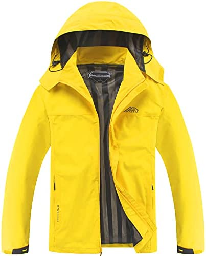 OTU Men’s Lightweight Waterproof Hooded Rain Jacket Outdoor Raincoat Shell Jacket for Hiking Travel