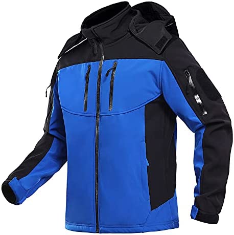 TACVASEN Men’s Jacket Winter Outdoor Sports Casual Hoodie Windproof Hiking Skiing Tactical Softshell Coat Multi Pockets