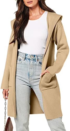 ANRABESS Women’s Open Front Long Sleeve Oversized Hoodie Cardigan Coat Casual Pockets Knit Cotigan Sweater