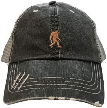 Go All Out Adult Bigfoot Sasquatch Embroidered Distressed Trucker Cap
