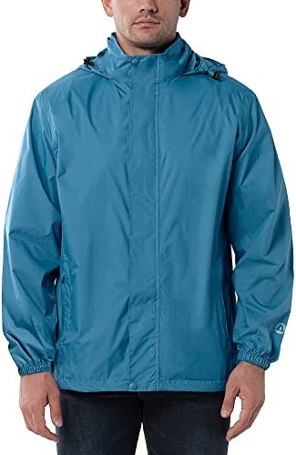 Outdoor Ventures Men’s Rain Jacket Waterproof Lightweight Packable Rain Shell Raincoat with Hood for Golf Hiking Travel