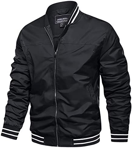 TACVASEN Men’s Bomber Jackets Lightweight Windbreaker Spring Fall Full Zip Active Coat Outwear