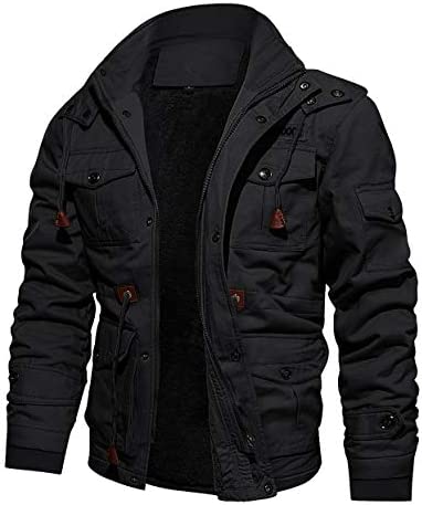 CRYSULLY Men’s Winter Casual Thicken Multi-Pocket Outwear Jacket Coat With Removable Hood