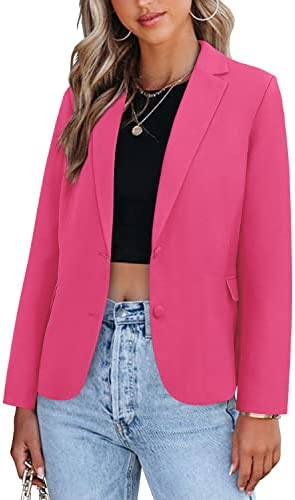 ZDLONG Women’s Casual Blazer Jackets Suit Long Sleeve Open Front with Button Pockets for Business Office
