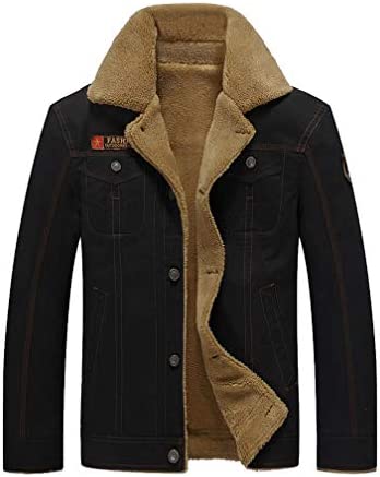 PASOK Men’s Fleece Bomber Jacket Winter Military Coat Casual Stand Collar Cotton Cargo Outwear