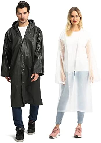 Opret 2 Pack Raincoats for Adults Reusable, EVA Rain Ponchos Lightweight Rain Coat Waterproof Rain Gear for Men and Women