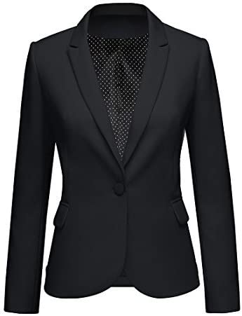 LookbookStore Womens Notched Lapel Pockets Button Work Office Blazer Jacket Suit