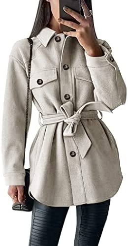PRETTYGARDEN Women’s 2023 Fashion Winter Trench Coats Lapel Button Down Peacoat Belted Outwear Casual Jackets