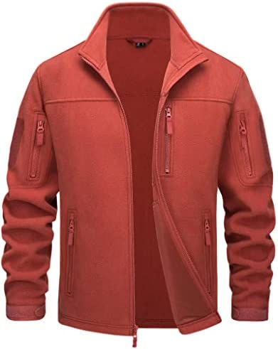 MAGCOMSEN Men’s Full-Zip Fleece Jacket Casual Stand Collar Outwear Winter Tactical Jackets Warm Coats