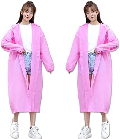 Rain Poncho for Adults – Hooded Raincoat – Reusable Impermeable Raincoat Bundle Cuff Drawstring 2Pcs