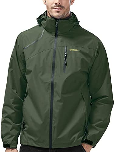 Kugnala Mens Lightweight Waterproof Jacket Windproof Rain Hooded jackets for Men Hiking Cycling Travel M-3XL