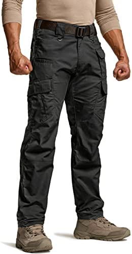 CQR Men’s Tactical Pants, Water Resistant Ripstop Cargo Pants, Lightweight EDC Hiking Work Pants, Outdoor Apparel
