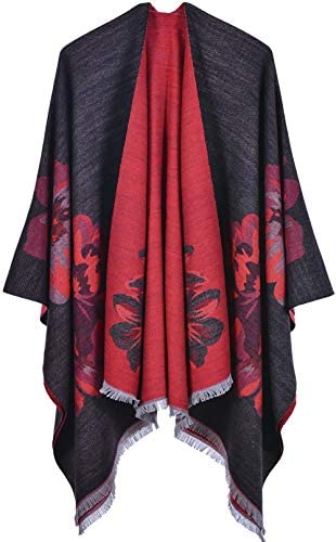 Lacavocor Women’s Warm Shawl Wrap Cape Winter Cardigan Sweaters Open Front Poncho