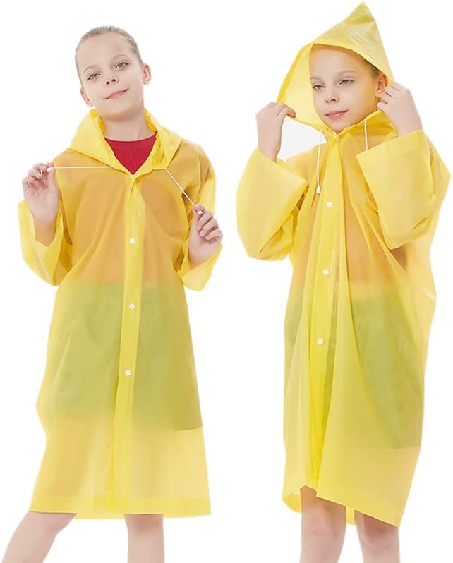 Rain Ponchos for Kids, Raincoats Reusable for Boys Girls, 2 Pack Emergency Rain Jackets with Hood for Disney Travel Outdoor