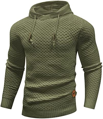 HYPESTFIT Men’s Form Fitting Knit Pullover Sweater Hoodie Drawstring Hooded Sweatshirt