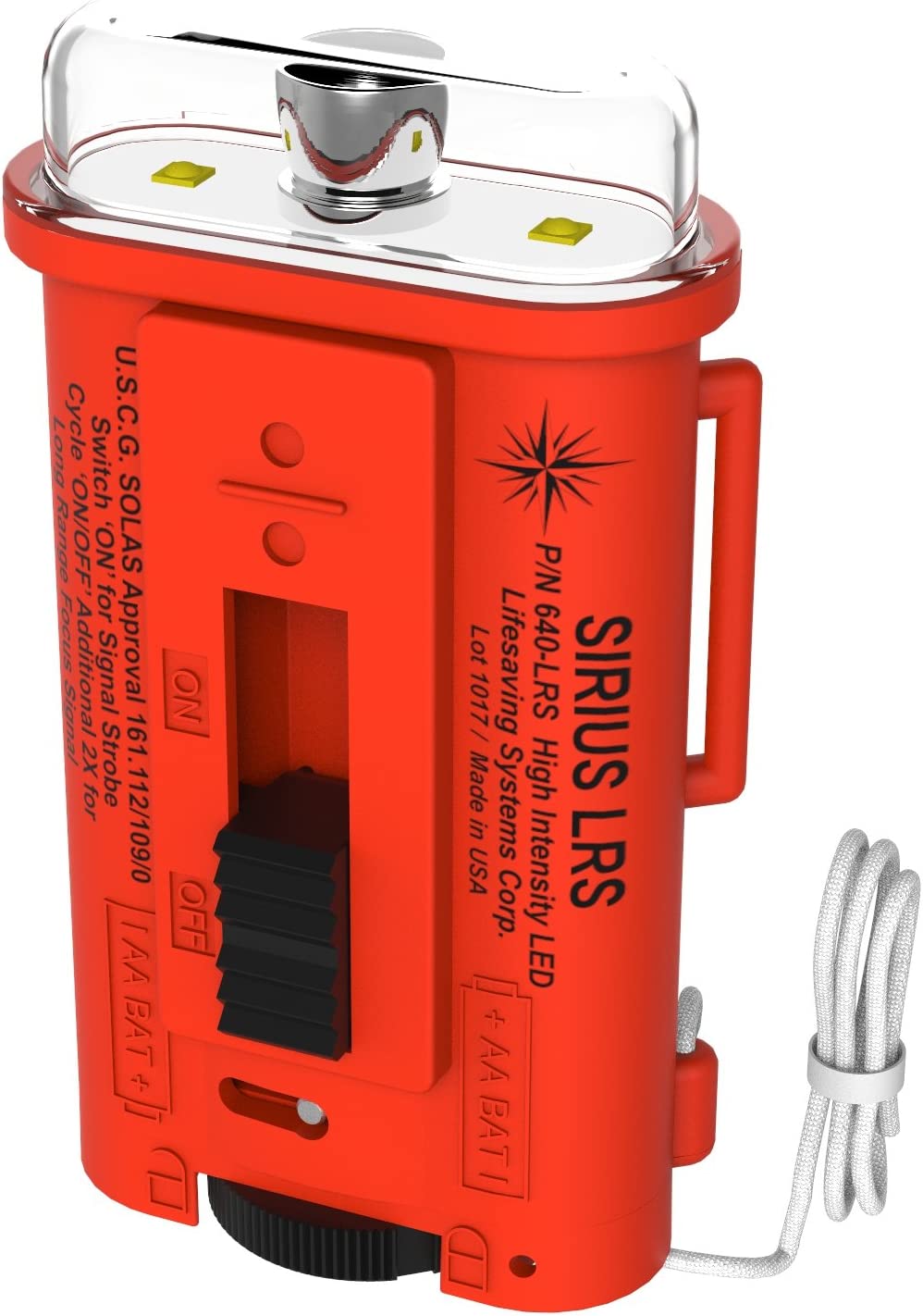 Lifesaving Systems Corp Sirius Long Range LED Strobe Light – USCG Approved Signaling Strobe – Does NOT Replace Flares, Exceeds Solas Requirements – Made in USA