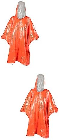 Unomor 2pcs Outdoor Warm Raincoat Warm Poncho Thermal Overalls for Men Insulated Warm Ponchos for Women Rain Ponchos Cloak Survival Blanket Rain Coats for Women Emergency Ponchos Orange