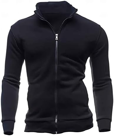 congluoki Sweaters for Men Cardigan Sweatshirt Hoodless Zip Up Jacket High Neck Lightweight Sueter Para Hombres