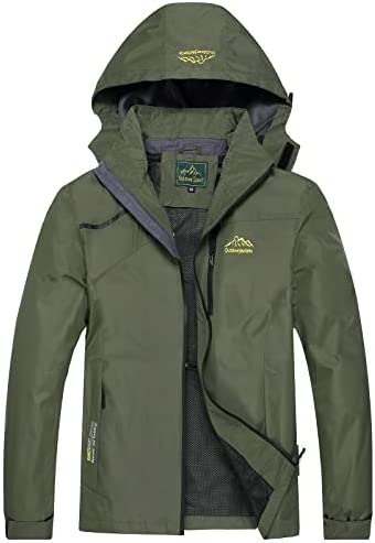GIISAM Mens Windproof Jacket Waterproof Lightweight Mountain Sport Jacket for Men Hooded Windbreaker Raincoat