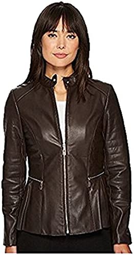 SID Womens Darkish Brown Lambskin Leather Jacket,Biker Jacket