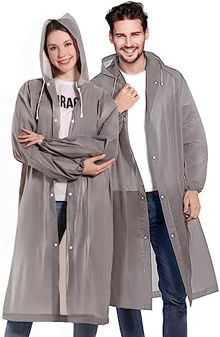 NVioAsport Rain Ponchos for Adults, Reusable Lightweight Rain Coat for Men and Women with Drawstring Hood and Elastic Cuff Sleeves