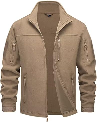 MAGCOMSEN Men’s Full-Zip Fleece Jacket Casual Stand Collar Outwear Winter Tactical Jackets Warm Coats