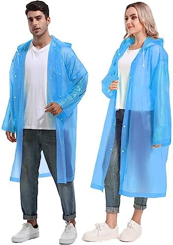 HOOMBOOM Rain Ponchos for Adults Reusable Raincoats Hooded for Women Men Survival Heavy Duty Military Impermeable 2 Packs Rain Coat