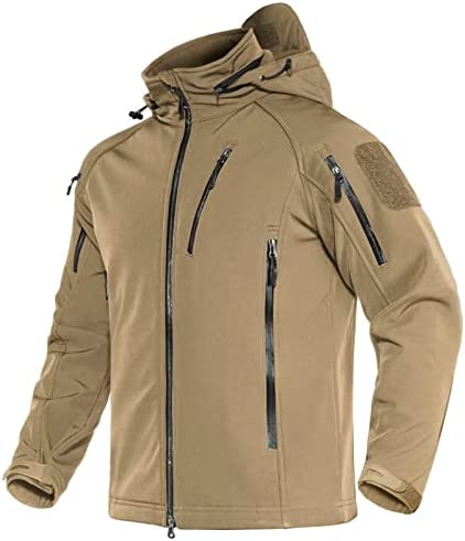 MAGCOMSEN Men’s Tactical Jacket 8 Pockets Water Resistant Jacket Softshell Fleece Lined Jacket Winter Coats Ski Jacket