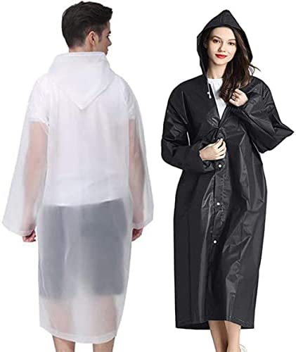 GUKOY Rain Coat Poncho for Adult, 2 Pack Women Men Reusable Raincoats Emergency with Hood and Drawstring