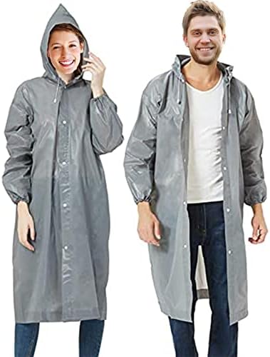 Adult Raincoats (2pcs) Reusable, Single Breasted, Hood, Long Sleeve Elastic Cord at Wrist