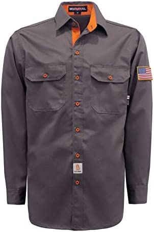 BOCOMAL FR Shirts for Men Flame Resistant Light Weight NFPA2112 Fire Retardant Welding Shirt Water & Oil Repellent Finish