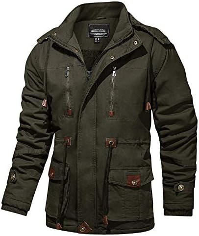 TACVASEN Men’s Coats Winter Thicken Fleece Cotton Military Tactical Work Jackets with Hood