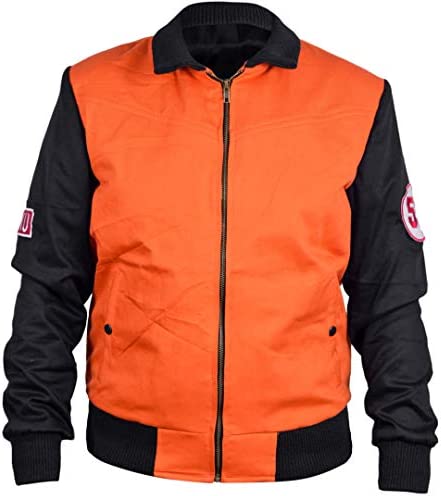 TJF Mens Dragon G-o-k-u 59 Jacket, Cosplay Orange Cotton Jacket