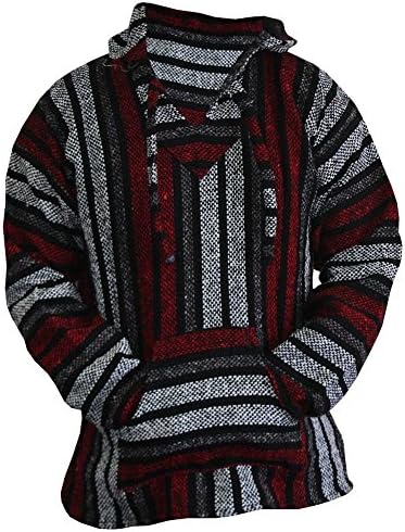 Del Mex Mexican Baja Hoodie Sweater Jerga Pullover Red Gray Unisex