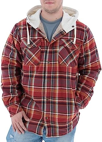 Legendary Whitetails Men’s Camp Night Berber Lined Hooded Flannel Shirt Jacket