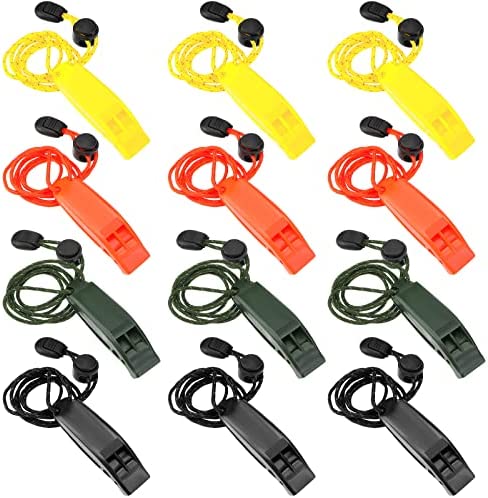 Sotiff 12 Pack Emergency Whistle with Lanyard Loud Safety Whistle Survival Whistle for Kayaking, Boating, Swimming, Water Survival, Hiking, Camping, Climbing, Hunting Rescue Signaling