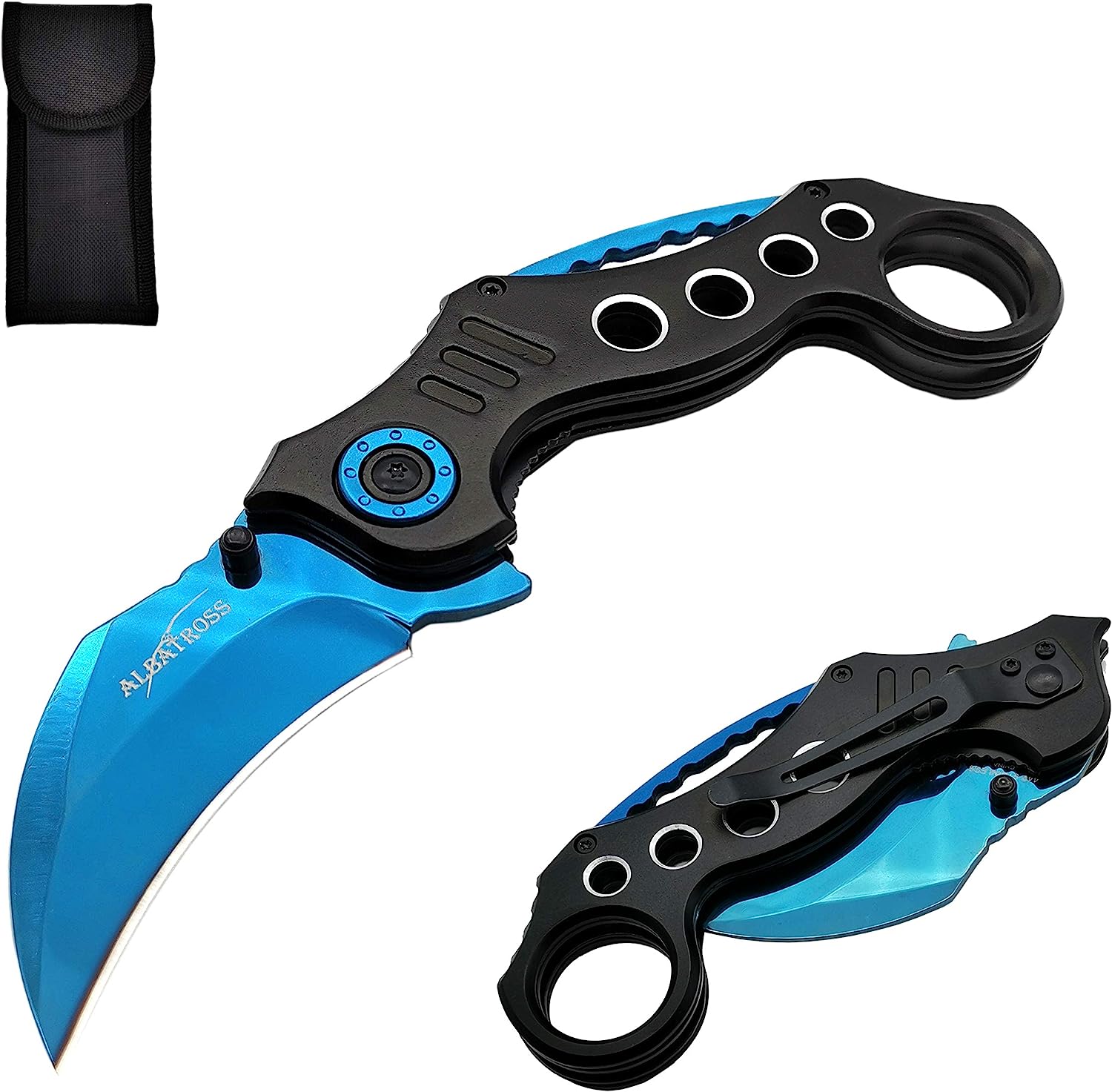 ALBATROSS EDC Cool Spring Assisted Folding Pocket Knives Tactical Sharp Raptor Claw Knife(Blue)
