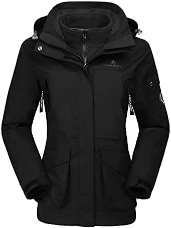 CAMEL CROWN Womens Waterproof Ski Jacket 3-in-1 Windbreaker Winter Coat Fleece Inner for Rain Snow Outdoor Hiking