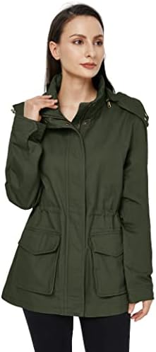 WenVen Women’s Anorak Military Jacket Lightweight Casual Cotton Coat with Hood