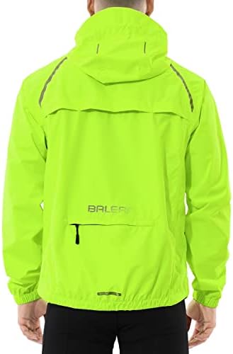 BALEAF Men’s Cycling Rain Jacket Windbreaker Waterproof Running Gear Golf Mountain Biking Hood Lightweight Reflective
