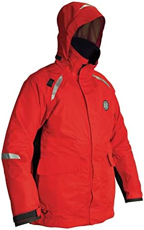 Mustang Survival – Catalyst Floatation Coat (Red-Black – L) – Harmonized approval (CAN and US), 10k waterproof, M-Tech Comfort System, underarm ventiliation zips, D-ring for engine kill switch