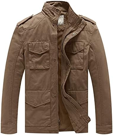 WenVen Men’s Lightweight Military Style Jacket Twill Cotton Windbreaker
